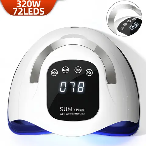 Secador de Uñas Profesional de 320W para Manicura, Potente Lámpara UV para Gel de Uñas con 72 LEDS, Barniz UV con Pantalla LCD, Equipo para Salón de Uñas