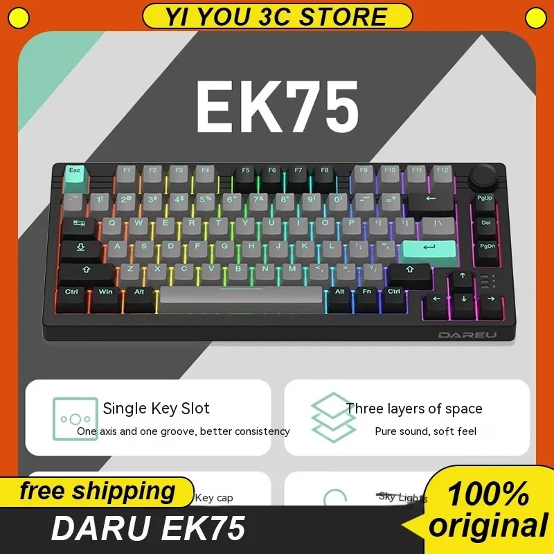 80 Keys Three Mode Dareu Ek75 Mechanical Keyboard Multifunctional Knob Rgb Gamer Keyboard Gasket Hot Swap Pbt Gaming Accessori
80 Keys Three Mode Dareu Ek75 Mechanical Keyboard Multifunctional Knob Rgb Gamer Keyboard Gasket Hot Swap Pbt Gaming Accessori