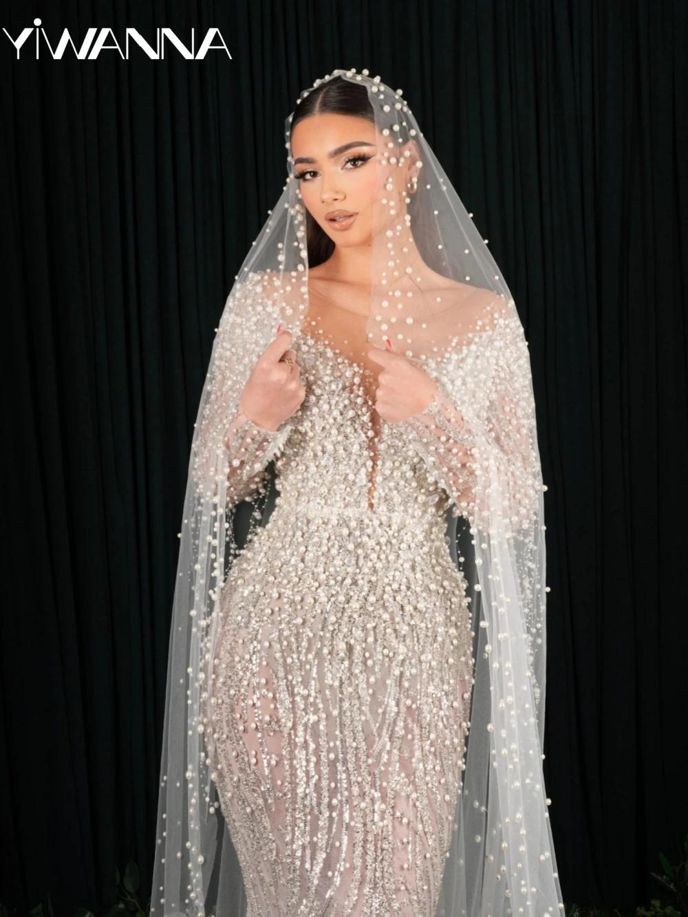 Charming Pearls Mermaid Long Wedding Dress Modest O-neck Long Sleeve Bridal Gown Customized Dazzling Luxury Dresses For Bride
Charming Pearls Mermaid Long Wedding Dress Modest O-neck Long Sleeve Bridal Gown Customized Dazzling Luxury Dresses For Bride