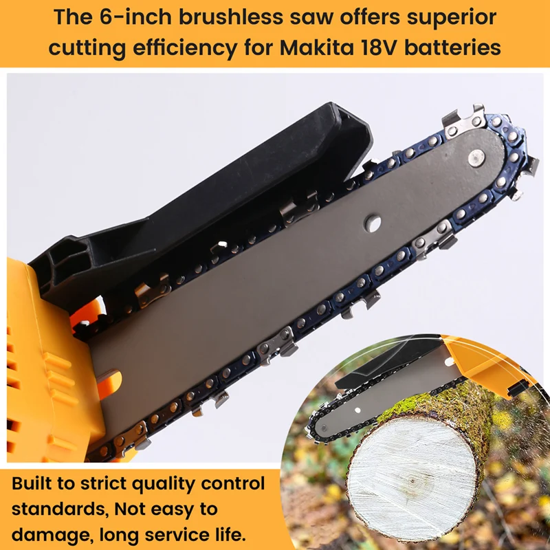 Electric chain saw 6Inch Brushless Chainsaw for 18/20V Battery Cordless Electric Chain Saw Woodworking
Electric chain saw 6Inch Brushless Chainsaw for 18/20V Battery Cordless Electric Chain Saw Woodworking