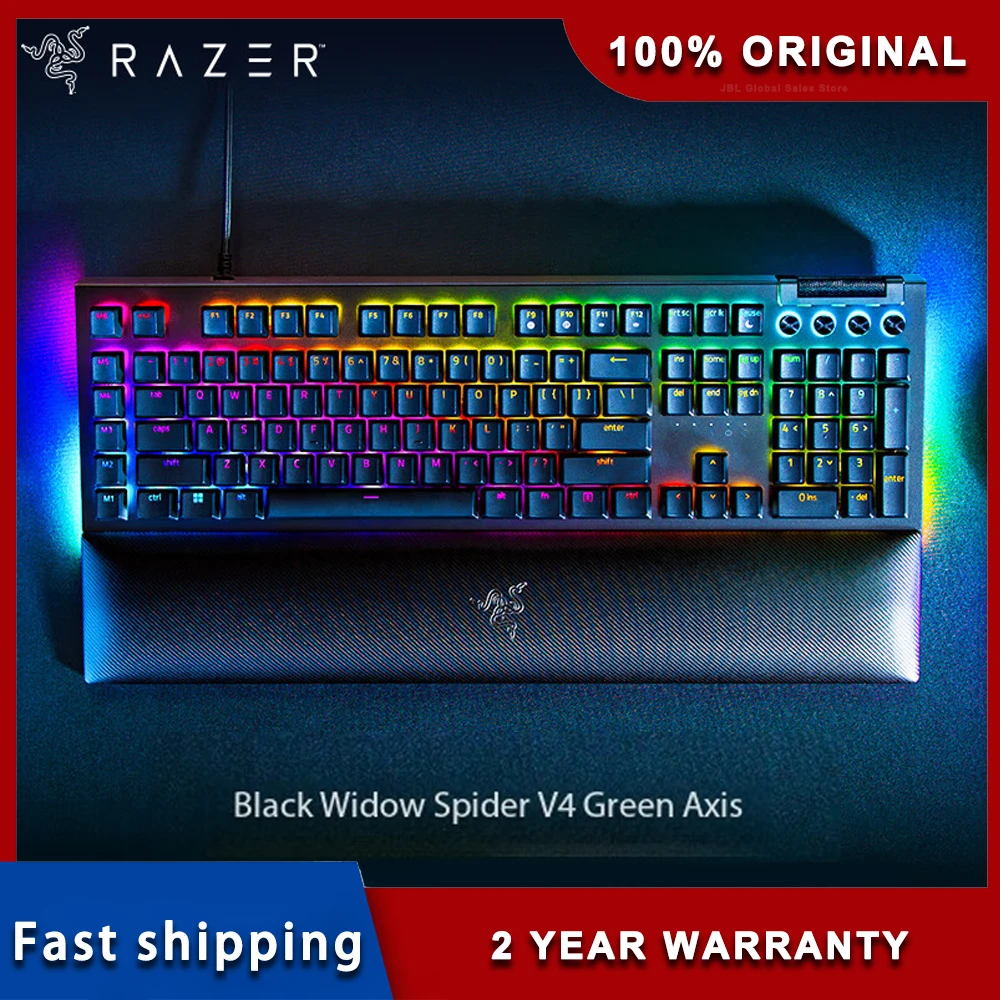 Проводная игровая механическая клавиатура Razer Black Widow Spider V4, RGB-подсветка, киберспортивная игровая клавиатура, 6 специальных макроклавиш, зеленая ось
Проводная игровая механическая клавиатура Razer Black Widow Spider V4, RGB-подсветка, киберспортивная игровая клавиатура, 6 специальных макроклавиш, зеленая ось