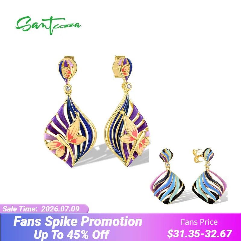SANTUZZA Pure 925 Sterling Silver Drop Earrings For Women Sparkling Multi-Color Enamel Ribbon Wedding Party Gifts Fine Jewelry
SANTUZZA Pure 925 Sterling Silver Drop Earrings For Women Sparkling Multi-Color Enamel Ribbon Wedding Party Gifts Fine Jewelry
