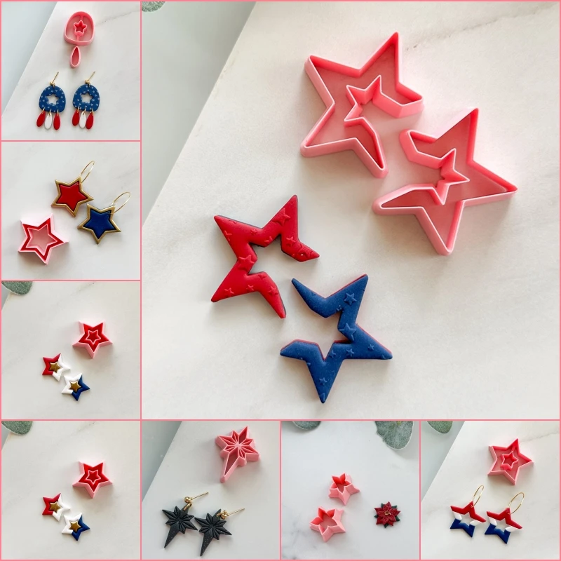 DIY Geometric Earring Jewelry Pendant Making Clay Tools Soft Pottery Earring Polymer Clay Cutter Stars Shape Earrings Clay Molds
DIY Geometric Earring Jewelry Pendant Making Clay Tools Soft Pottery Earring Polymer Clay Cutter Stars Shape Earrings Clay Molds