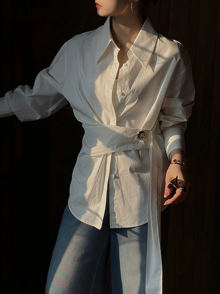 YERMORA White Irregular Ribbon Buckle Casual Blouse For Women Lapel Long Sleeve Loose New Shirt Fashion Tide Spring Summer 2025
YERMORA White Irregular Ribbon Buckle Casual Blouse For Women Lapel Long Sleeve Loose New Shirt Fashion Tide Spring Summer 2025