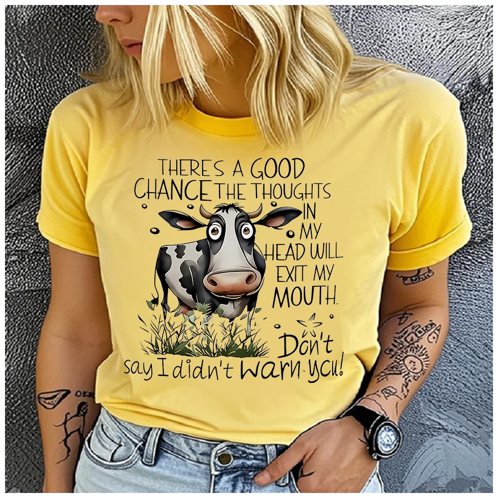 Unisex 100% Cotton Funny Self-Mocking Cow Print T-Shirt Loose round Neck Casual Short Sleeve Fashion Top for Summer
Unisex 100% Cotton Funny Self-Mocking Cow Print T-Shirt Loose round Neck Casual Short Sleeve Fashion Top for Summer