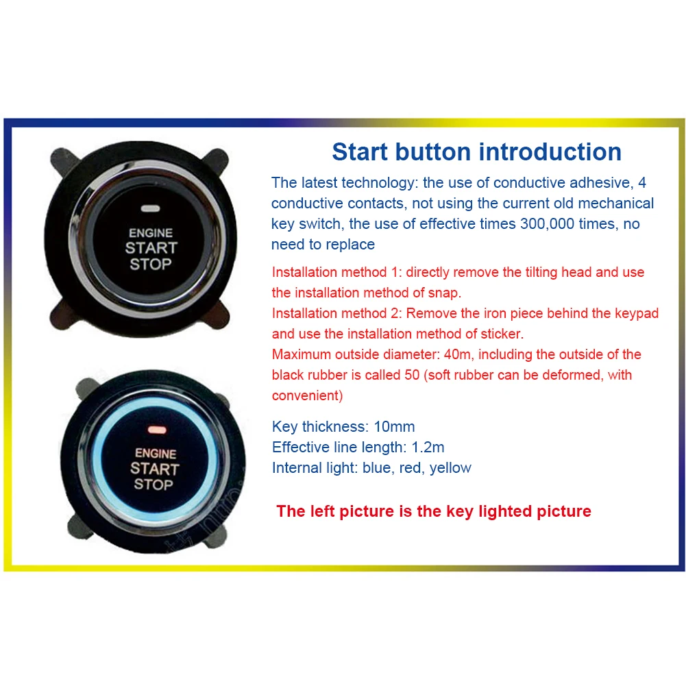 12V Car One Key Start System Automatic Ignition Push Button Start System Remote Control Smart Engine Start System Auto Parts