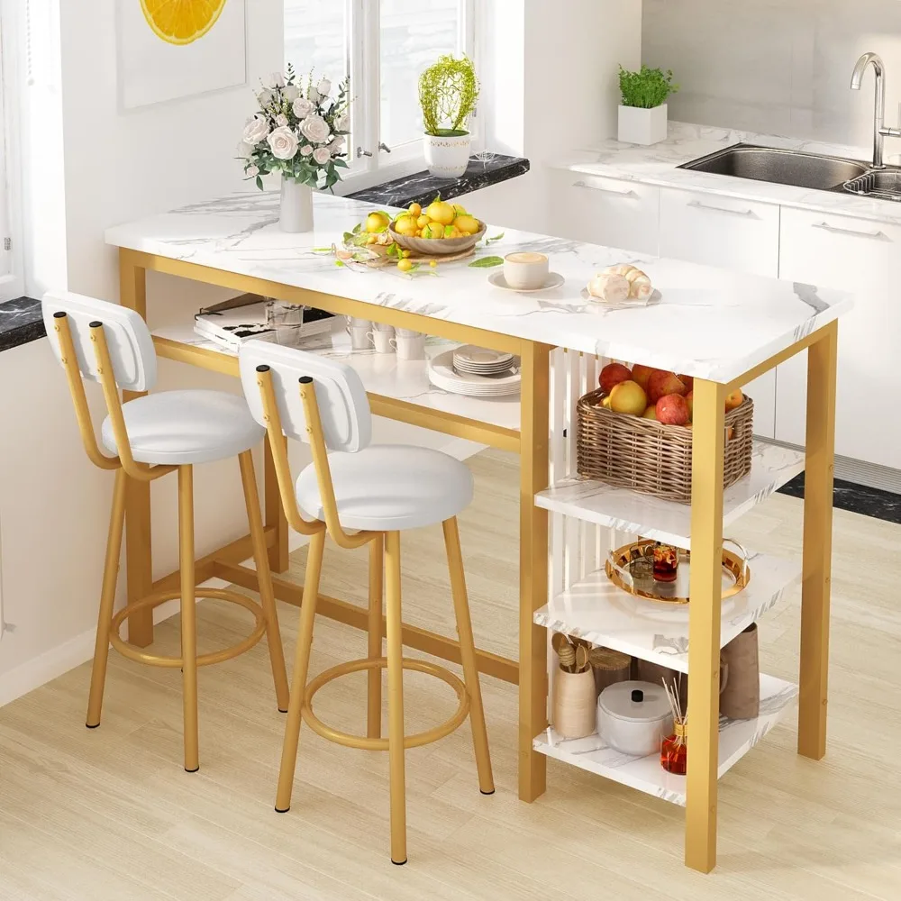 Furniture Kitchen Bar Height Table and Chairs for 2, 5-Tier Compact Dining Room Table, Gray Top and 2 PU Leather Upholstered
Furniture Kitchen Bar Height Table and Chairs for 2, 5-Tier Compact Dining Room Table, Gray Top and 2 PU Leather Upholstered