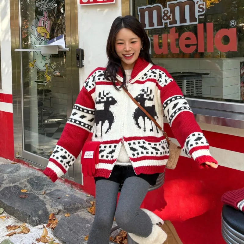 Cisas Deer Snowflake Thi Пряжа Вязаный свитер на молнии Женский модный зимний джет Корейский Sle стандартной посадки
Cisas Deer Snowflake Thi Пряжа Вязаный свитер на молнии Женский модный зимний джет Корейский Sle стандартной посадки