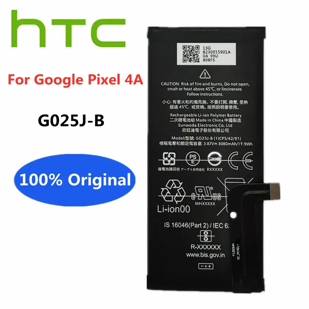 

High Quality 100% Original G025J-B Battery For HTC GOOGLE Pixel 4A Pixel4A 4G 3080mAh Smart Phone Bateria Battery
