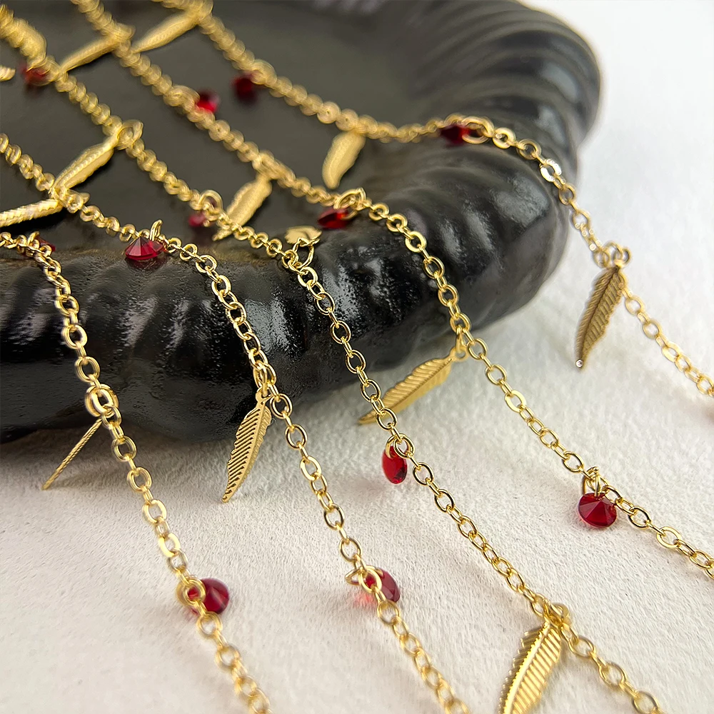 0.5/1/2Meter Red Zircon Feather Alloy Metal Body Chain for Jewelry Making DIY Bracelets Chains Necklaces Accessories
0.5/1/2Meter Red Zircon Feather Alloy Metal Body Chain for Jewelry Making DIY Bracelets Chains Necklaces Accessories
