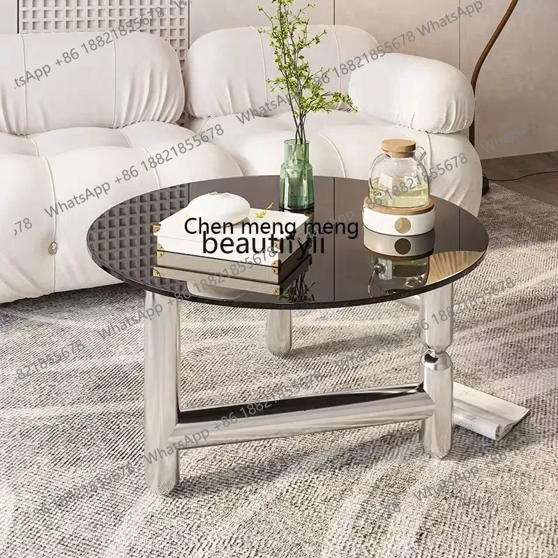 E1001 ss Nordic Stainless Steel Living Room Coffee Table Glass Retro round Simple Tempered Short Dining Table Tea Table
E1001 ss Nordic Stainless Steel Living Room Coffee Table Glass Retro round Simple Tempered Short Dining Table Tea Table