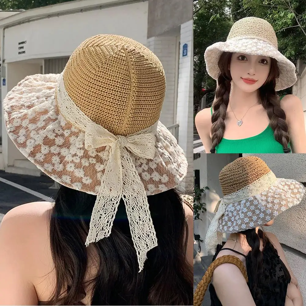Anti UV Large Brim Sun Hat Outdoor Hollow Out Sunshade Cap Lace Ribbon Floral Bucket Hat Foldable Breathable Fisherman Cap
Anti UV Large Brim Sun Hat Outdoor Hollow Out Sunshade Cap Lace Ribbon Floral Bucket Hat Foldable Breathable Fisherman Cap