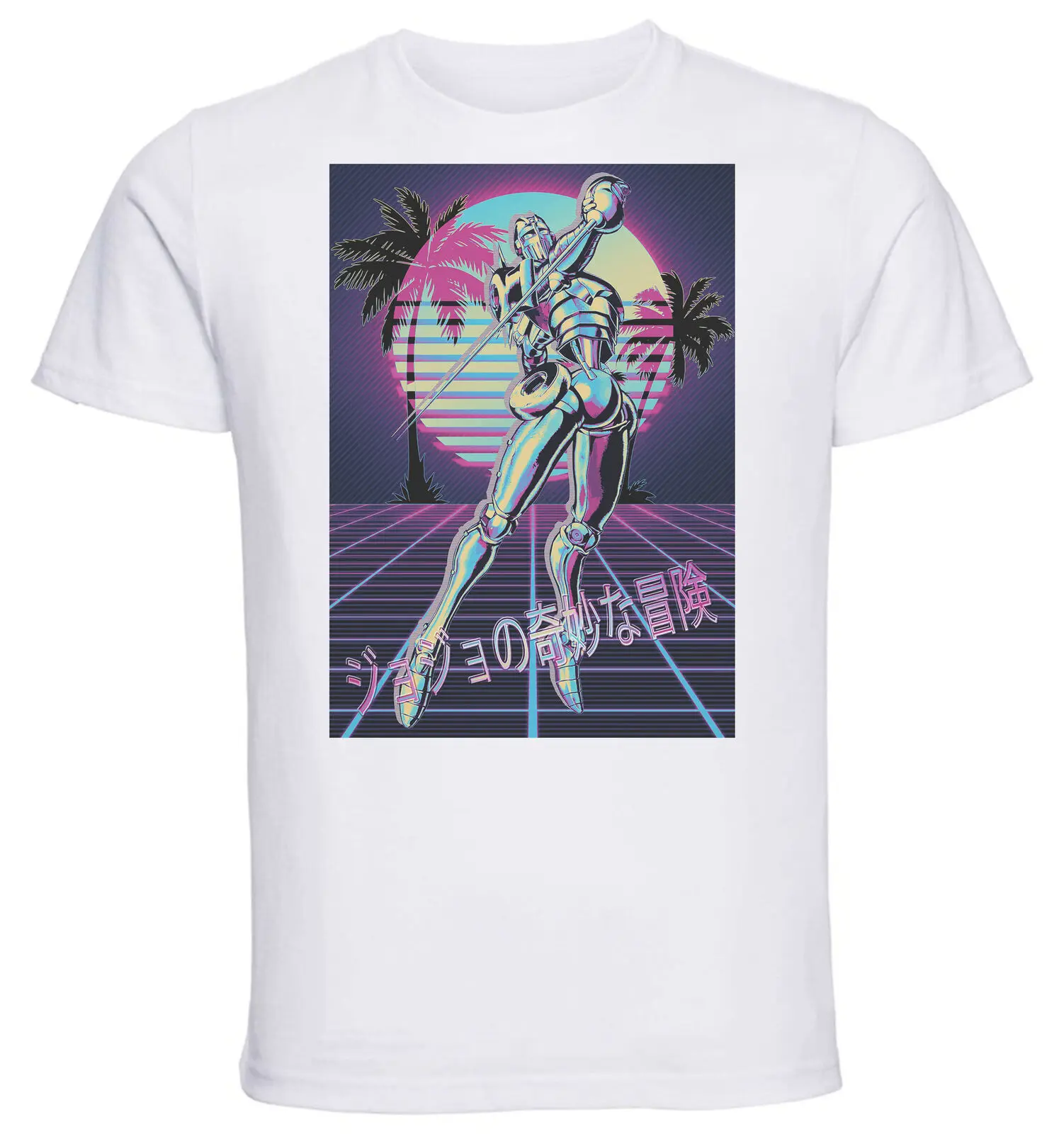 Белая футболка в стиле 80-х Vaporwave, серебристая футболка Jojo, ВАРИАНТ 01
Белая футболка в стиле 80-х Vaporwave, серебристая футболка Jojo, ВАРИАНТ 01