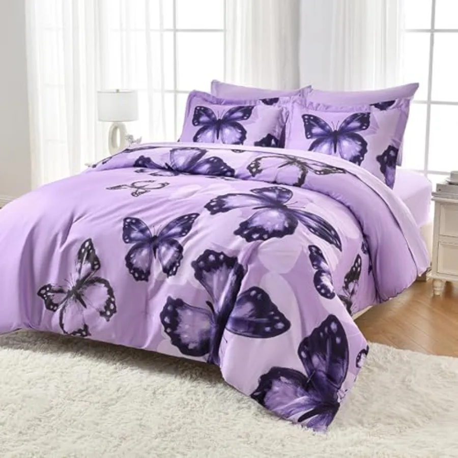 Bed in A Bag Full/Queen Size 7 Pieces Purple Big Butterfly Bedding Comforter Set All Season Bed Set with Comforter Pillow Shams
Bed in A Bag Full/Queen Size 7 Pieces Purple Big Butterfly Bedding Comforter Set All Season Bed Set with Comforter Pillow Shams