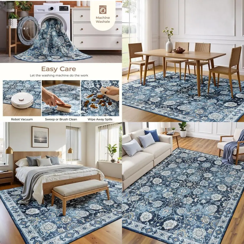 Floral Washable Area Rugs 5x7, Vintage Rug for Living Room, Large Bedroom Carpet, Non Slip Low Pile Ultra Soft Carpets for Indoo
Floral Washable Area Rugs 5x7, Vintage Rug for Living Room, Large Bedroom Carpet, Non Slip Low Pile Ultra Soft Carpets for Indoo