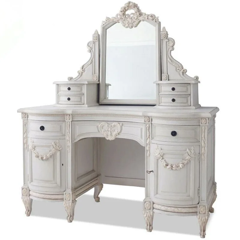 French light luxury solid wood carving flower dresser makeup table bedroom American retro old dressing table dressing mirror
French light luxury solid wood carving flower dresser makeup table bedroom American retro old dressing table dressing mirror