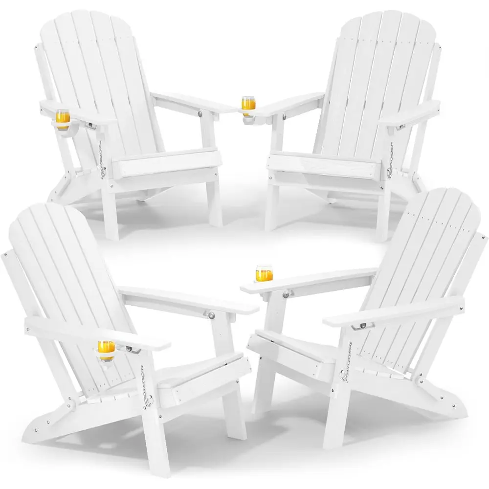 4-Piece Outdoor Weather-Resistant HDPE Adirondack Chair Set with Cup Holders
4-Piece Outdoor Weather-Resistant HDPE Adirondack Chair Set with Cup Holders
