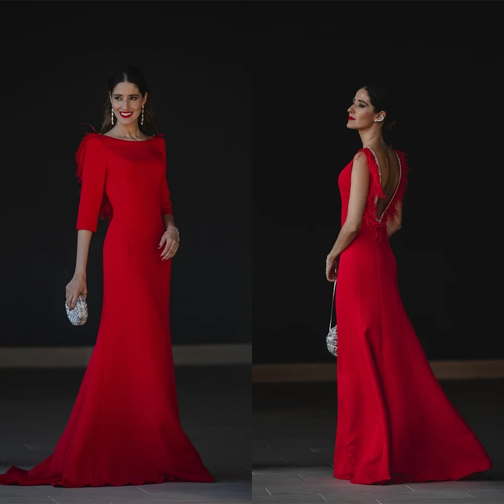 Customized Mermaid Simple Red Jersey Evening Dress Elegant 3/4 Sleeves Homecoming Dresses Exquisite Special Occasion Gowns
Customized Mermaid Simple Red Jersey Evening Dress Elegant 3/4 Sleeves Homecoming Dresses Exquisite Special Occasion Gowns
