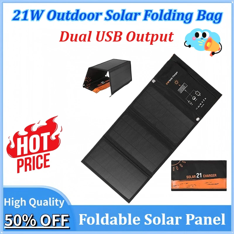 New 21W Solar Panel Folding Charging Bag Outdoor Mobile Phone Charging Photovoltaic Panel Dual USB Portable Solar Charger
New 21W Solar Panel Folding Charging Bag Outdoor Mobile Phone Charging Photovoltaic Panel Dual USB Portable Solar Charger