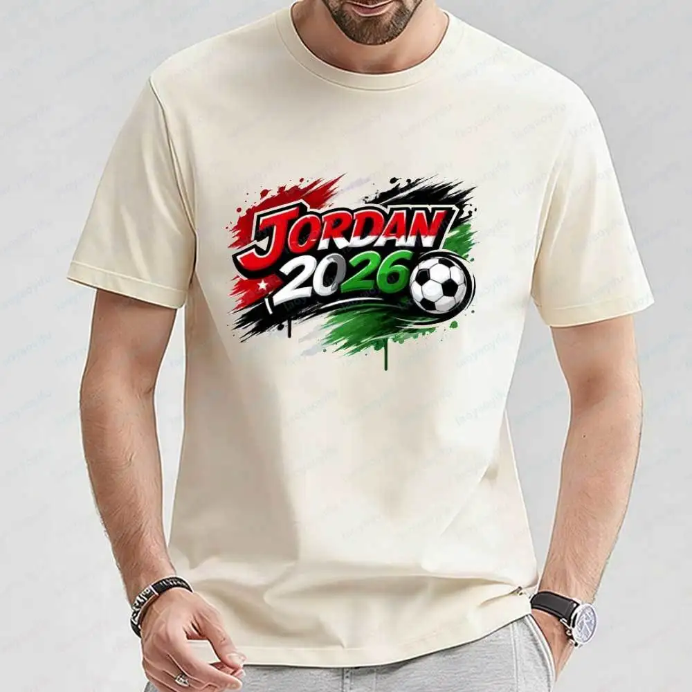 Jordan 2026 Soccer T-Shirt for Men Cotton Comfortable Top with Jordanian Flag & Football Print Regular Fit Daily & Game Day Tops
Jordan 2026 Soccer T-Shirt for Men Cotton Comfortable Top with Jordanian Flag & Football Print Regular Fit Daily & Game Day Tops