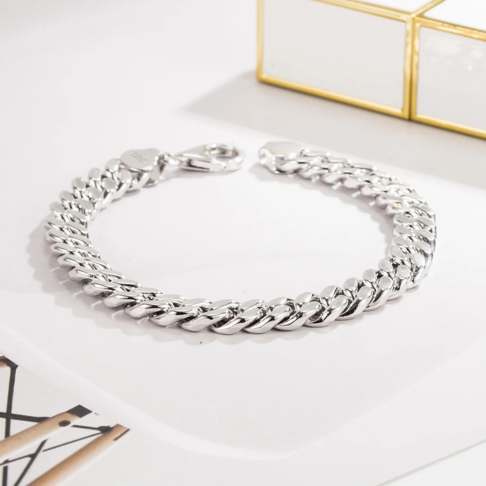 Браслет-цепочка Майами из стерлингового серебра 925 пробы, 8 мм, модный дорожный браслет, ювелирные изделия ручной работы для мужчин и женщин
Браслет-цепочка Майами из стерлингового серебра 925 пробы, 8 мм, модный дорожный браслет, ювелирные изделия ручной работы для мужчин и женщин