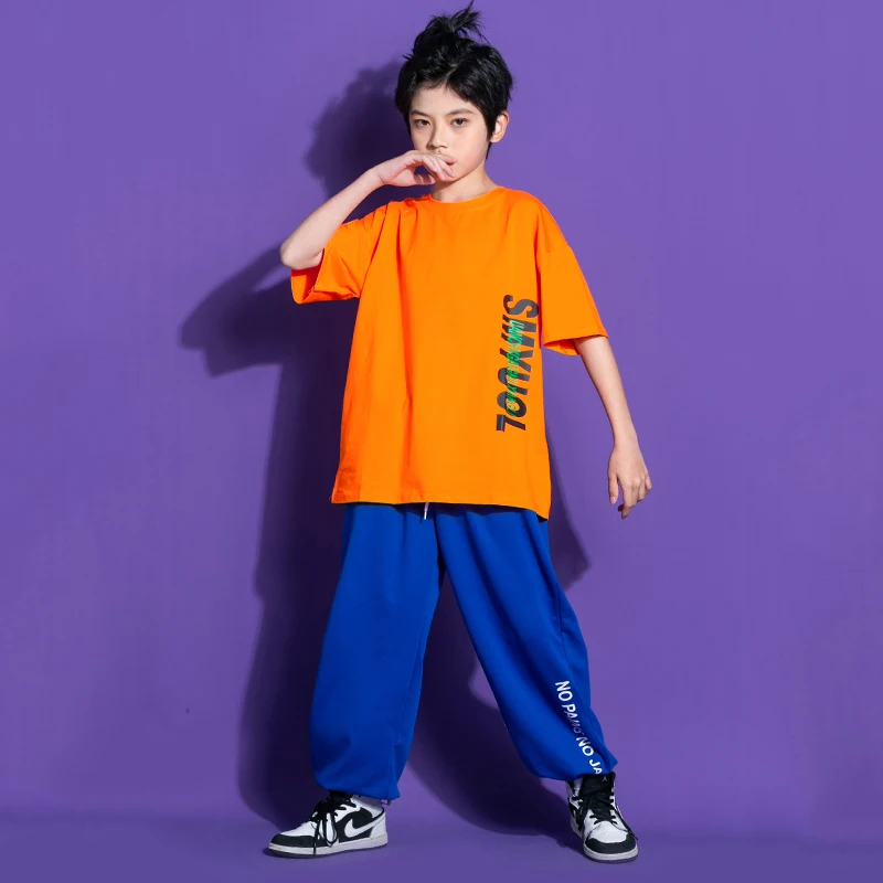 Boys Cool Hip Hop Dancing Clothing Orange Tshirt Tops Streetwear Blue Baggy Pants For Girls Kids Jazz Dance Costume Show Clothes
Boys Cool Hip Hop Dancing Clothing Orange Tshirt Tops Streetwear Blue Baggy Pants For Girls Kids Jazz Dance Costume Show Clothes