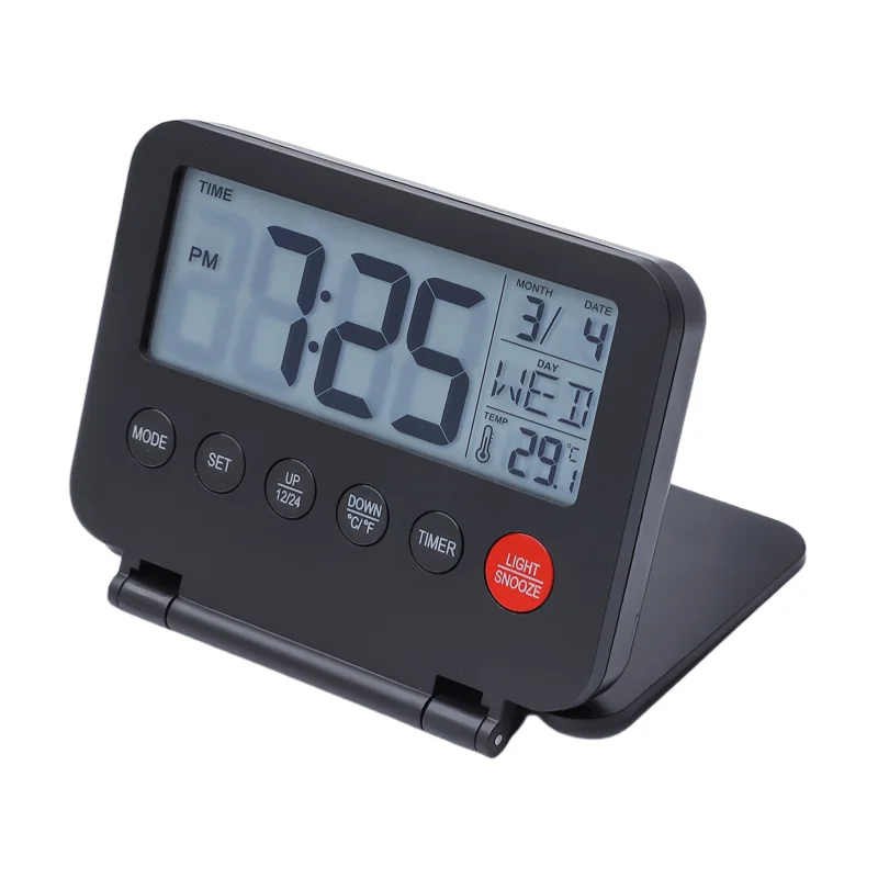 Portable Multi-function Electronic Clock LCD Digital Display Travel Alarm Clock Ultra-thin Flip Cover Alarm Clock with Backlight
Portable Multi-function Electronic Clock LCD Digital Display Travel Alarm Clock Ultra-thin Flip Cover Alarm Clock with Backlight