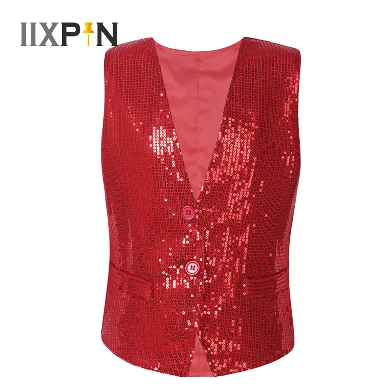 Kids Boys Girls Jazz Dance Costumes Performance Tops Sleeveless Shiny Sequins Vest Jacket Waistcoat For Dancing Party Wear
Kids Boys Girls Jazz Dance Costumes Performance Tops Sleeveless Shiny Sequins Vest Jacket Waistcoat For Dancing Party Wear