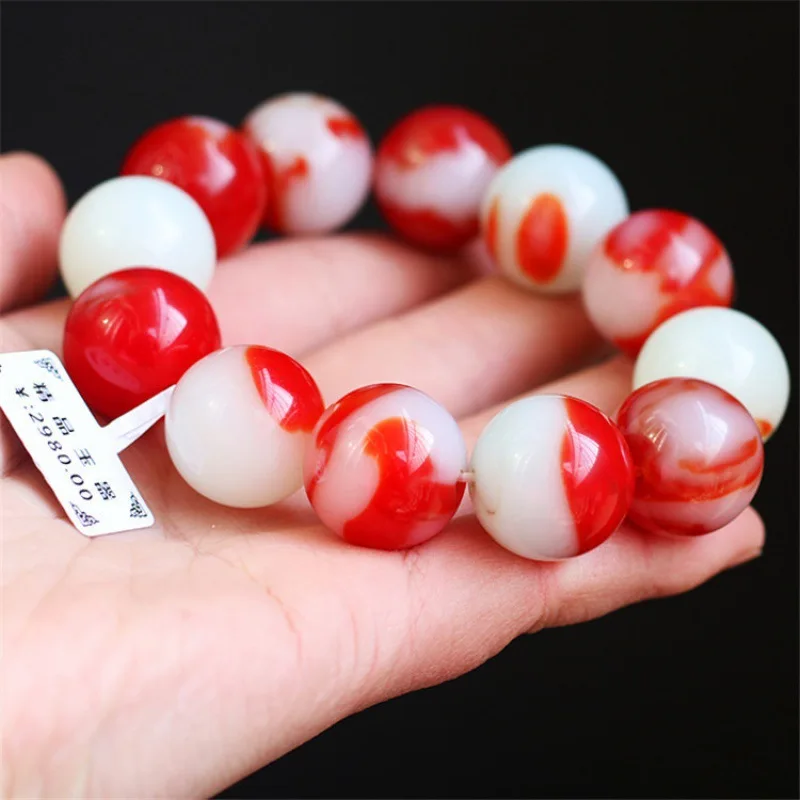 Blood Jade Bracelet Hetian Jade Ball Bracelet Men's and Women's Jinsi Jade Bracelet Bracelet Wholesale
Blood Jade Bracelet Hetian Jade Ball Bracelet Men's and Women's Jinsi Jade Bracelet Bracelet Wholesale