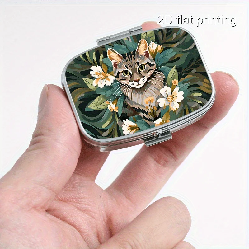1pc Leopard Cat Pattern Random Print Square Pill Box, 2 Compartment Pill Box, Compartment Portable Pill Box, Portable Pill Box for Pocket Or Purse, Decorative Metal Medicine Vitamin Storage Box, Suitable for Outing Travel Camping Unique Gift
1pc Leopard Cat Pattern Random Print Square Pill Box, 2 Compartment Pill Box, Compartment Portable Pill Box, Portable Pill Box for Pocket Or Purse, Decorative Metal Medicine Vitamin Storage Box, Suitable for Outing Travel Camping Unique Gift