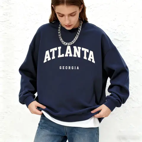 Atlanta Georgia Gedrukt Dames Sweatshirt Winter Oversized Hoodies Sport Crewneck Warm Jogging Sportkleding Basics Dameskleding