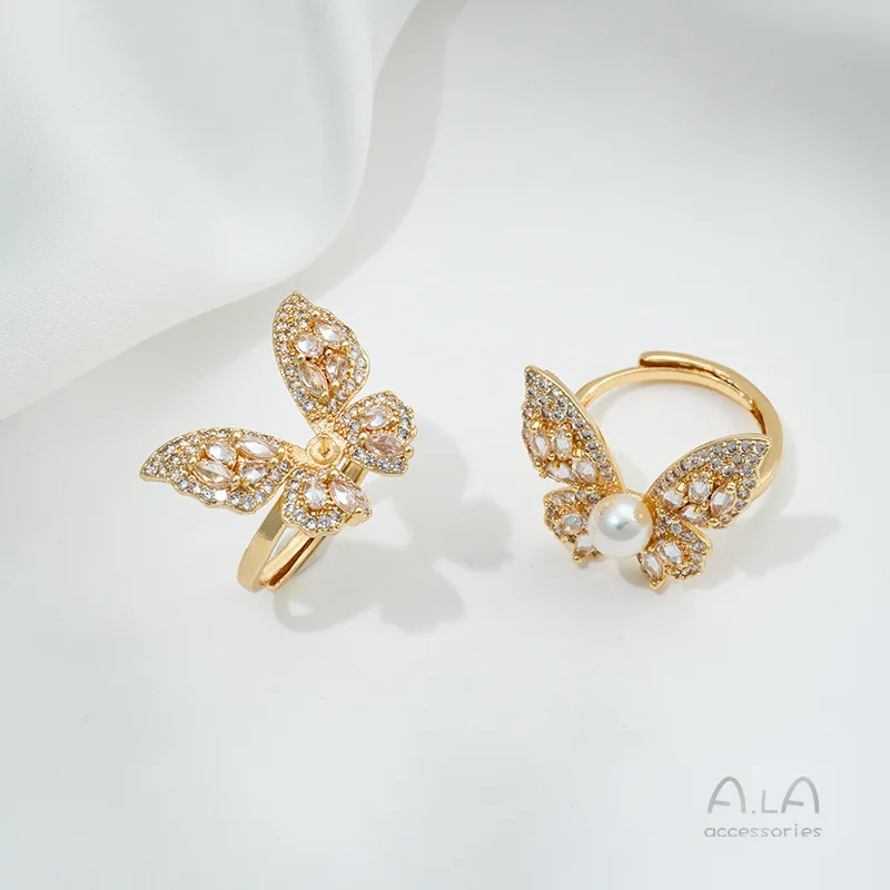 14K Gold Plated Micro Pave Zircon Half Hole Pearl Setting, Butterfly Pendant Ring Earring Set, DIY Pearl Mount Findings
14K Gold Plated Micro Pave Zircon Half Hole Pearl Setting, Butterfly Pendant Ring Earring Set, DIY Pearl Mount Findings