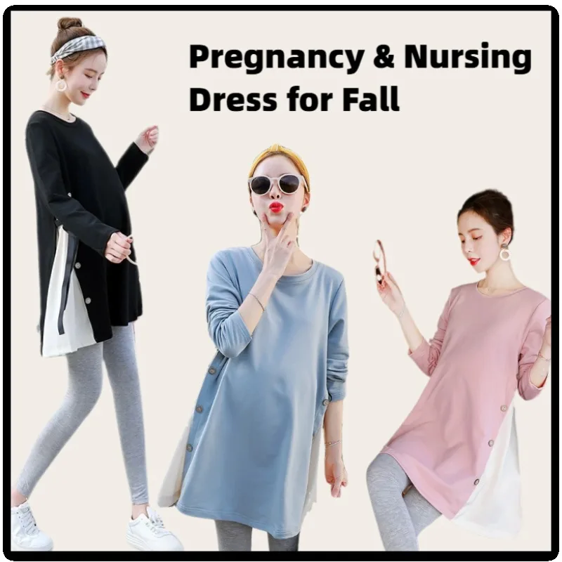 Pregnancy & Nursing Dress for Fall - Fashionable Empire Waist Tunic, Postpartum Breastfeeding Clothes (Breathable Cotton,M-3XL) 
Pregnancy & Nursing Dress for Fall - Fashionable Empire Waist Tunic, Postpartum Breastfeeding Clothes (Breathable Cotton,M-3XL)