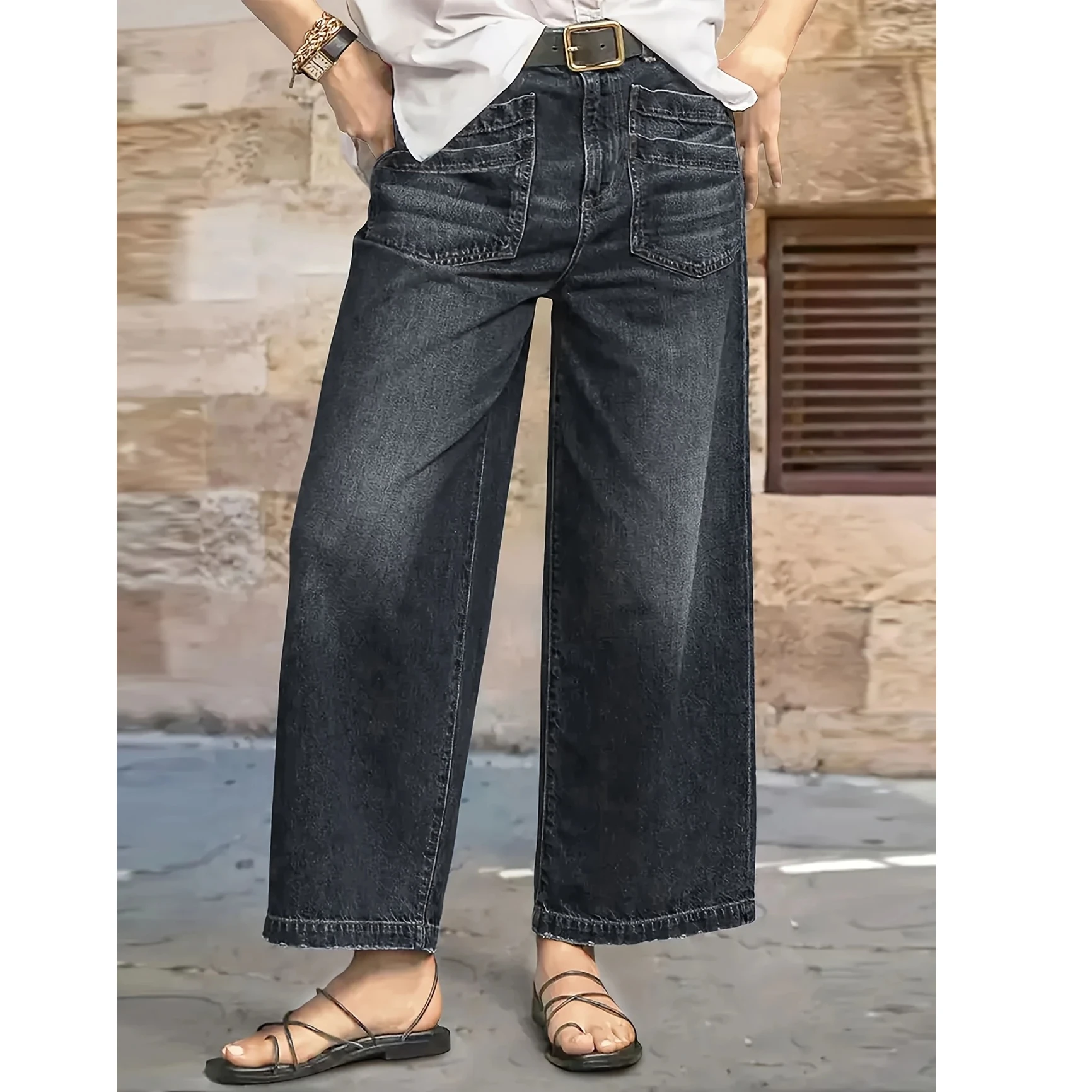 Женские джинсы с высокой талией, удобный вид, тонкие прямые широкие джинсовые брюки для отдыха в стиле ретро, осень-зима, уличная мода
Женские джинсы с высокой талией, удобный вид, тонкие прямые широкие джинсовые брюки для отдыха в стиле ретро, осень-зима, уличная мода