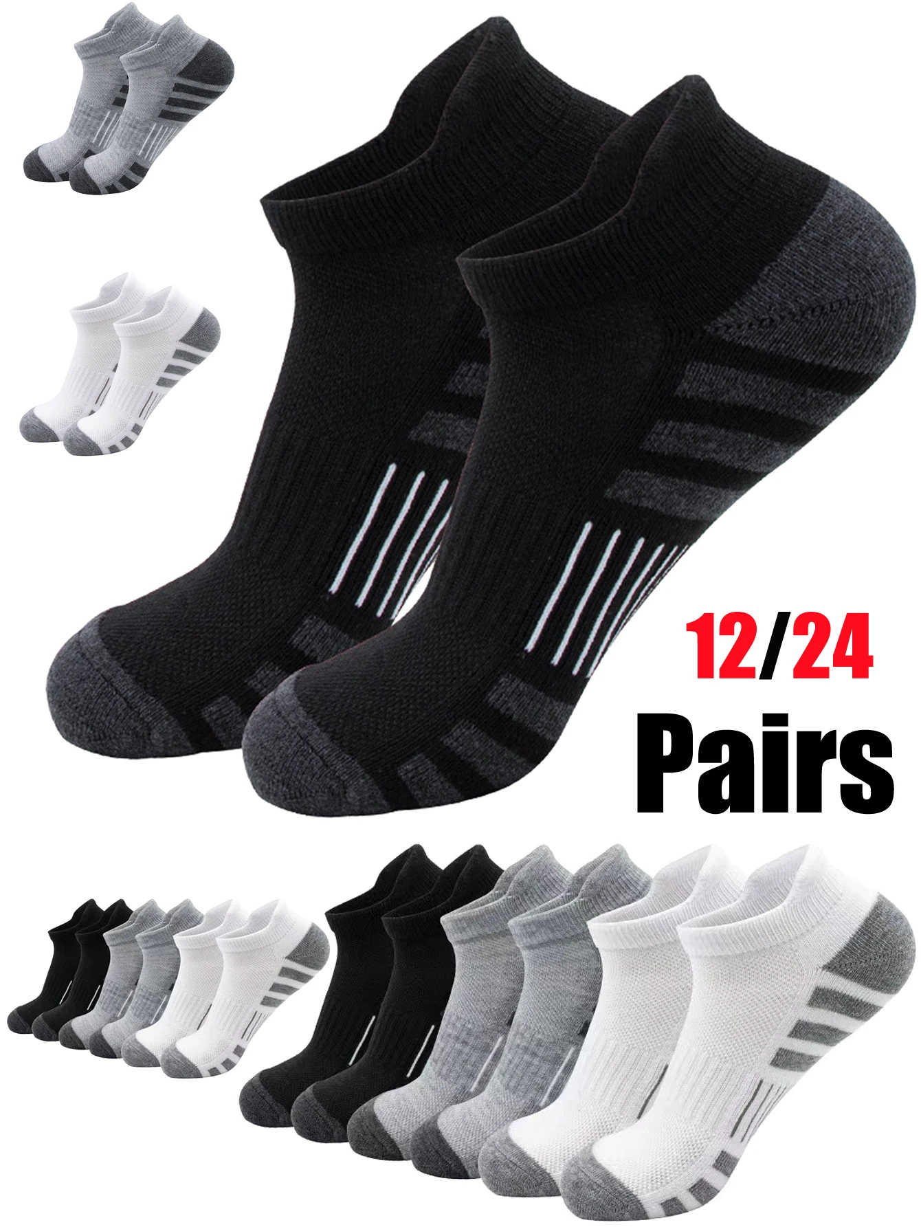Unisex Low-Cut StepTab Ankle Socks 12/24 Pairs Cloud Cushion AirFlow Mesh Athletic Running Socks for Men And Women
Unisex Low-Cut StepTab Ankle Socks 12/24 Pairs Cloud Cushion AirFlow Mesh Athletic Running Socks for Men And Women