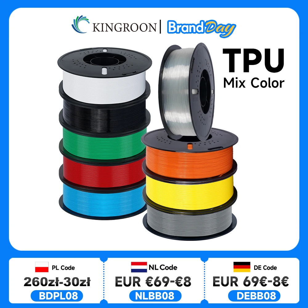KINGROON Flexible TPU Filament 1.75mm, 5KG 10KG 3D Printing TPU Filament For 3D Printer, Soft 3D Plastic Material Non-Toxic
KINGROON Flexible TPU Filament 1.75mm, 5KG 10KG 3D Printing TPU Filament For 3D Printer, Soft 3D Plastic Material Non-Toxic