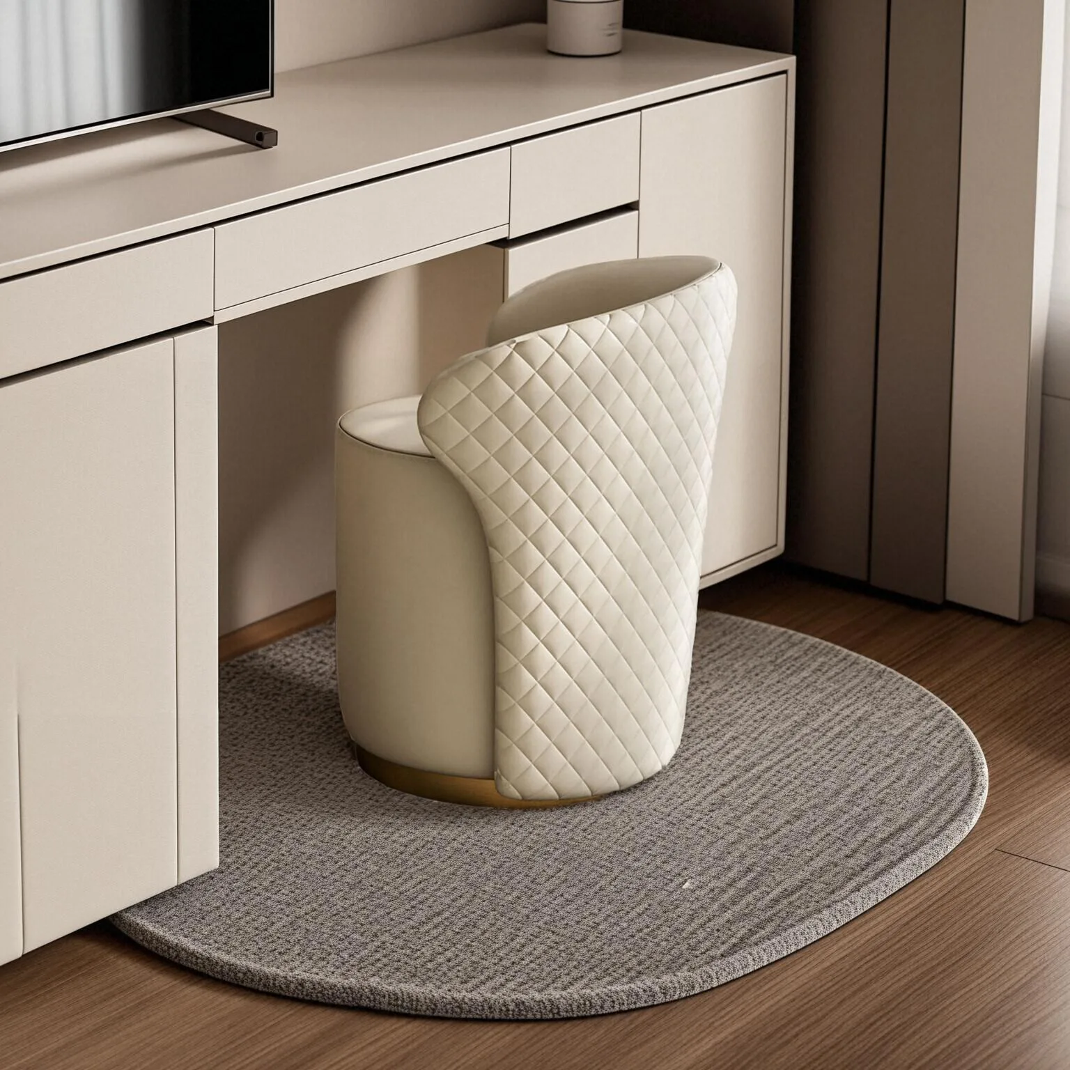 Легкий роскошный современный туалетный стул, усовершенствованный дизайн, продвинутый смысл бытовой простоты, вращающаяся спинка из цельного дерева.
Легкий роскошный современный туалетный стул, усовершенствованный дизайн, продвинутый смысл бытовой простоты, вращающаяся спинка из цельного дерева.