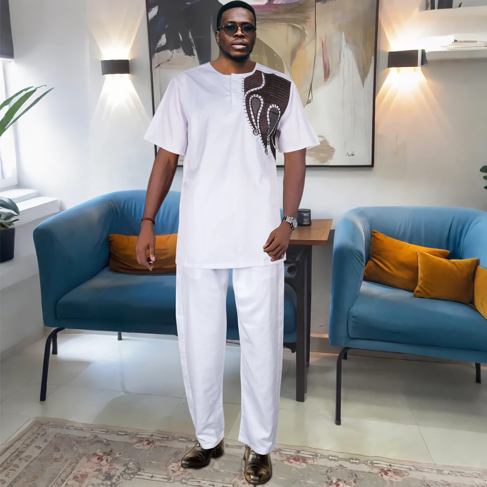 H&D African Clothes For men Dashiki Shirt Pants 2 pieces Suit Men Agbada Traditional Embroidery Clothes African men outfit Party
H&D African Clothes For men Dashiki Shirt Pants 2 pieces Suit Men Agbada Traditional Embroidery Clothes African men outfit Party