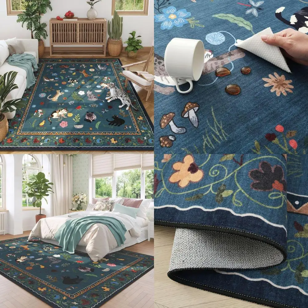 Коврик 5x7 в стиле бохо с цветочным принтом — можно стирать в машине, нескользящий, винтажный стиль для гостиных, жемчужно-готиан-синий
Коврик 5x7 в стиле бохо с цветочным принтом — можно стирать в машине, нескользящий, винтажный стиль для гостиных, жемчужно-готиан-синий