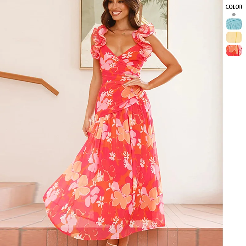 2026 Summer New Women's Fashion Elegant V-neck Long Dress With Sexy Slit, Pleats, And Open Back
2026 Summer New Women's Fashion Elegant V-neck Long Dress With Sexy Slit, Pleats, And Open Back