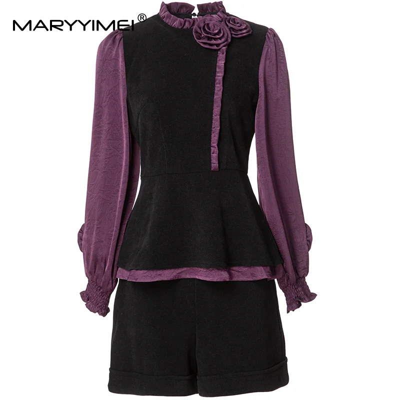 MARYYIMEI Spring and Summer New Fashion design Women's Suit Long-Sleeved Appliques Tops+Casual shorts 2-piece set
MARYYIMEI Spring and Summer New Fashion design Women's Suit Long-Sleeved Appliques Tops+Casual shorts 2-piece set