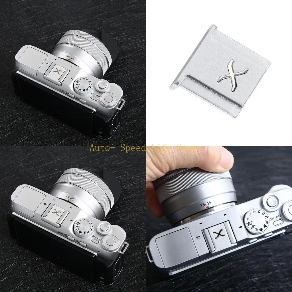 02DA Zinc-Alloy X-Logo Cover for Shutter Release Button for SLR Camera Flash Hot Boot