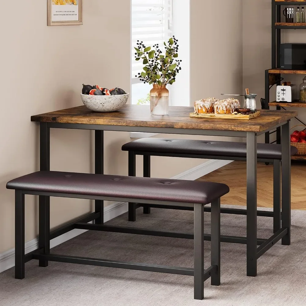 Dining Table Set, Kitchen Table with Benches, Rectangular Dining Room Table Set withUpholstered Benches
Dining Table Set, Kitchen Table with Benches, Rectangular Dining Room Table Set withUpholstered Benches