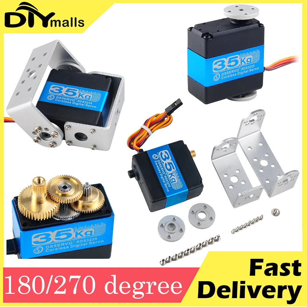 RDS3235 35kg Digital Servo 180/270 degree Robot Servo Coreless Motor High Torque Metal Gear U- Shaped Servo Bracket Arm Plate
RDS3235 35kg Digital Servo 180/270 degree Robot Servo Coreless Motor High Torque Metal Gear U- Shaped Servo Bracket Arm Plate
