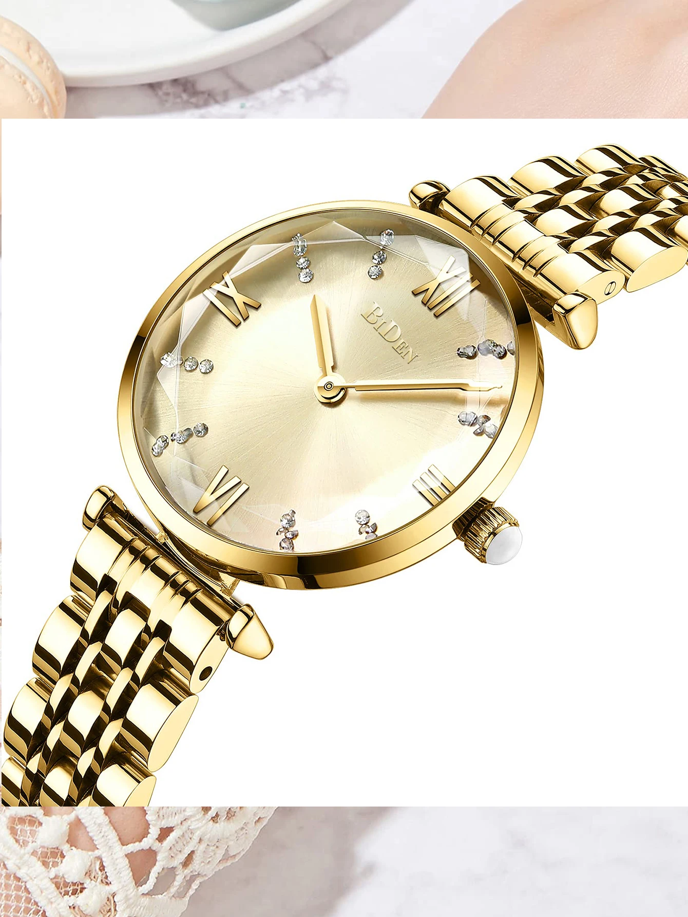 BIDEN Luxury women's watch, stylish and elegant, waterproof quartz clock, the best gift for women
BIDEN Luxury women's watch, stylish and elegant, waterproof quartz clock, the best gift for women