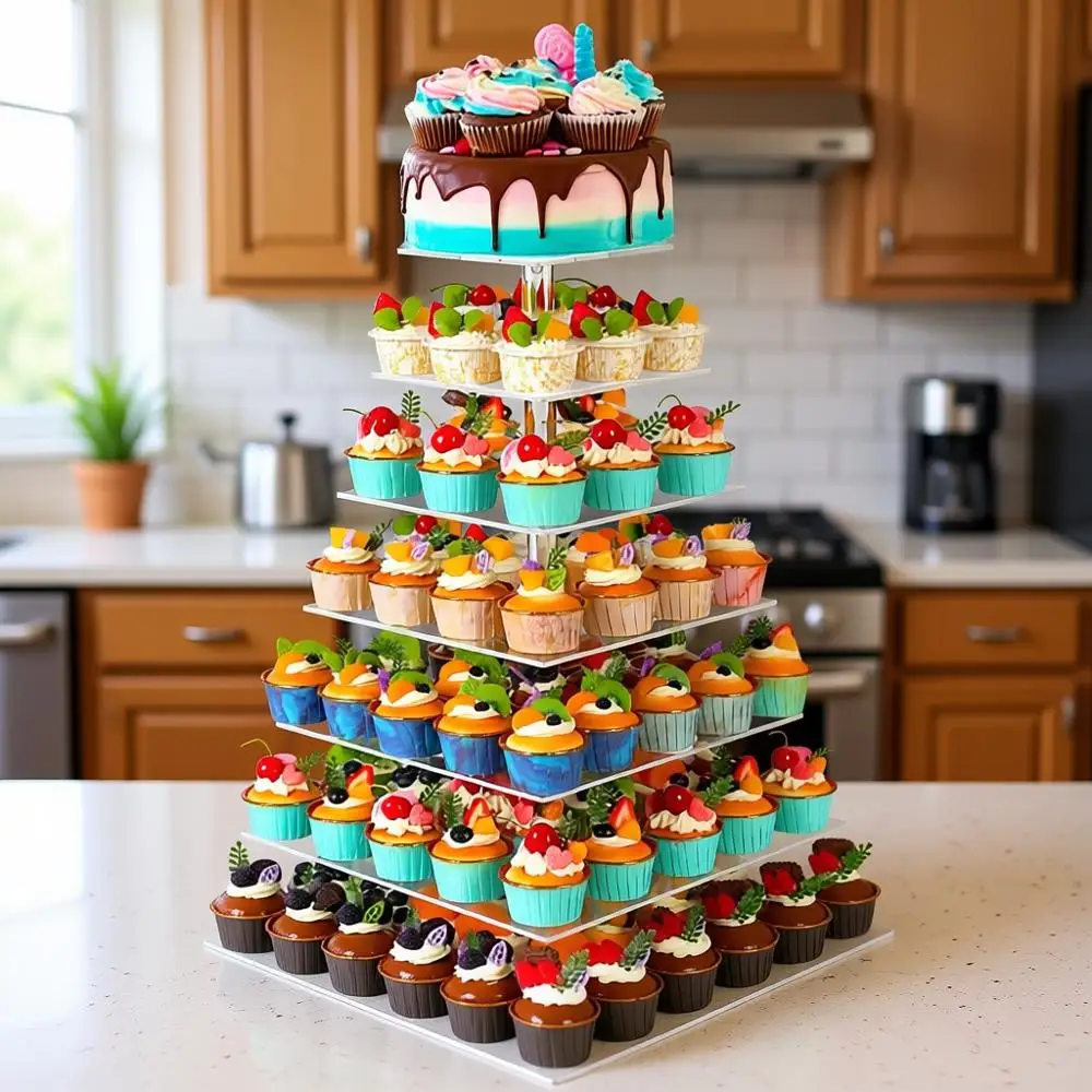 7-Tier Clear Acrylic Cupcake Stand for Large Pastry Displays, Perfect for Birthdays and Weddings
7-Tier Clear Acrylic Cupcake Stand for Large Pastry Displays, Perfect for Birthdays and Weddings