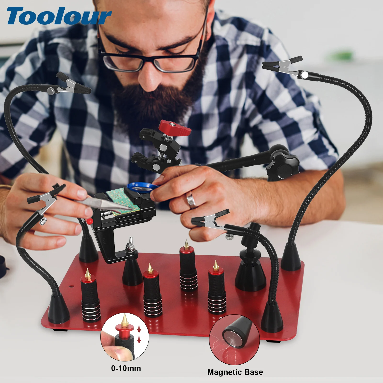 Toolour Magnetic Helping Hands Soldering Repair Tool 4 Flexible Arms Welding Gun Holder for Electronics PCB Clamp Jewelry Crafts
Toolour Magnetic Helping Hands Soldering Repair Tool 4 Flexible Arms Welding Gun Holder for Electronics PCB Clamp Jewelry Crafts