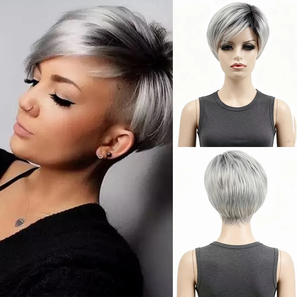 2 Colors Ombre Short Synthetic Wig Pink Brown Grey Black Heat Resistant Pixie Cut for Women Easy to Wear Stylish Hair Replacemen
2 Colors Ombre Short Synthetic Wig Pink Brown Grey Black Heat Resistant Pixie Cut for Women Easy to Wear Stylish Hair Replacemen