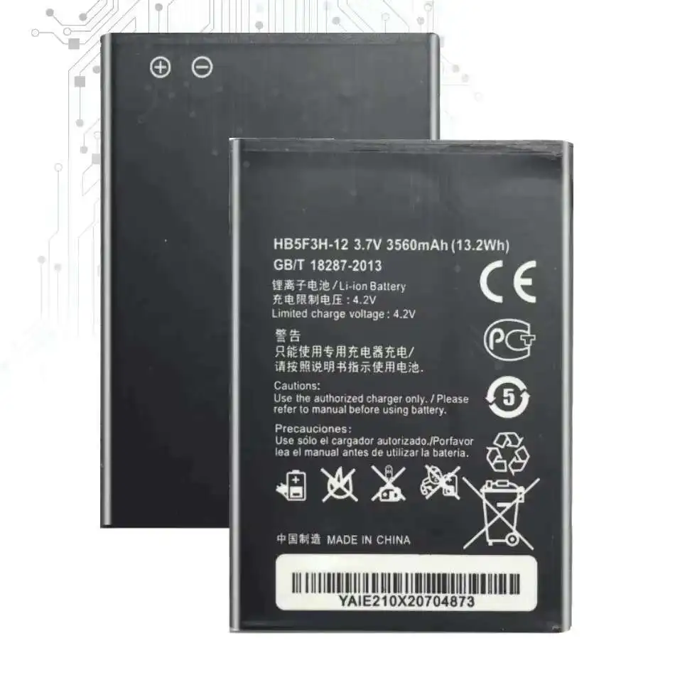 Аккумулятор для Huawei Ascend E5372T E5775 4G LTE FDD Cat 4, WIFI-маршрутизатор HB5F3H HB5F3H-12 3560 мАч
Аккумулятор для Huawei Ascend E5372T E5775 4G LTE FDD Cat 4, WIFI-маршрутизатор HB5F3H HB5F3H-12 3560 мАч