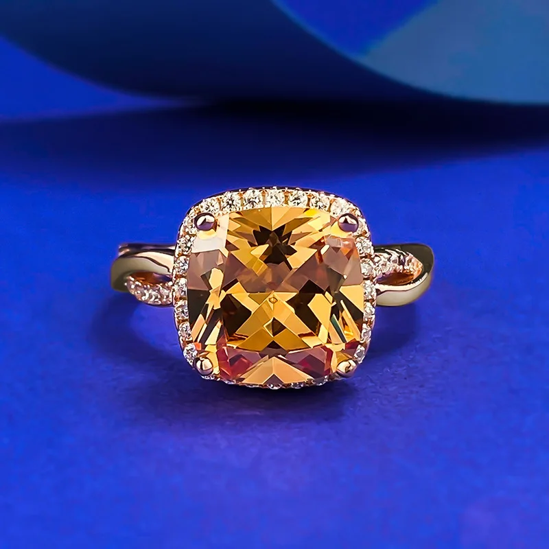 CKT Luxury 925 Sterling Silver Rose Gold Plated 10mm Cushion Cut Champaign Cubic Halo Rings for Women Fine Jewelry
CKT Luxury 925 Sterling Silver Rose Gold Plated 10mm Cushion Cut Champaign Cubic Halo Rings for Women Fine Jewelry